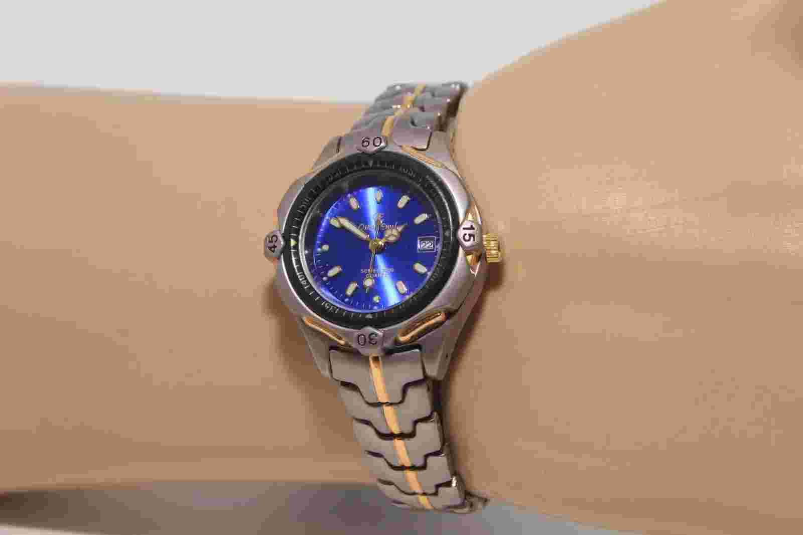 Oskar Emil Ladies gold and grey bracelet watch - Midnight blue RRP. £165