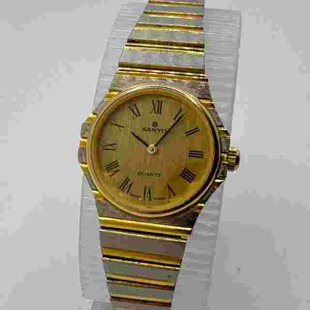 VTG Sanyo Swiss Quartz Watch 9024-07 Women Dual Tone Roman Analog New Battery
