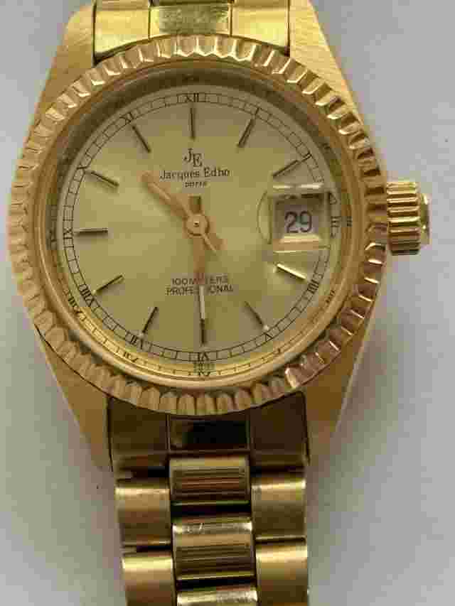 Ladies Jacques Edho Gold tone Metal Quartz Wristwatch With Date
