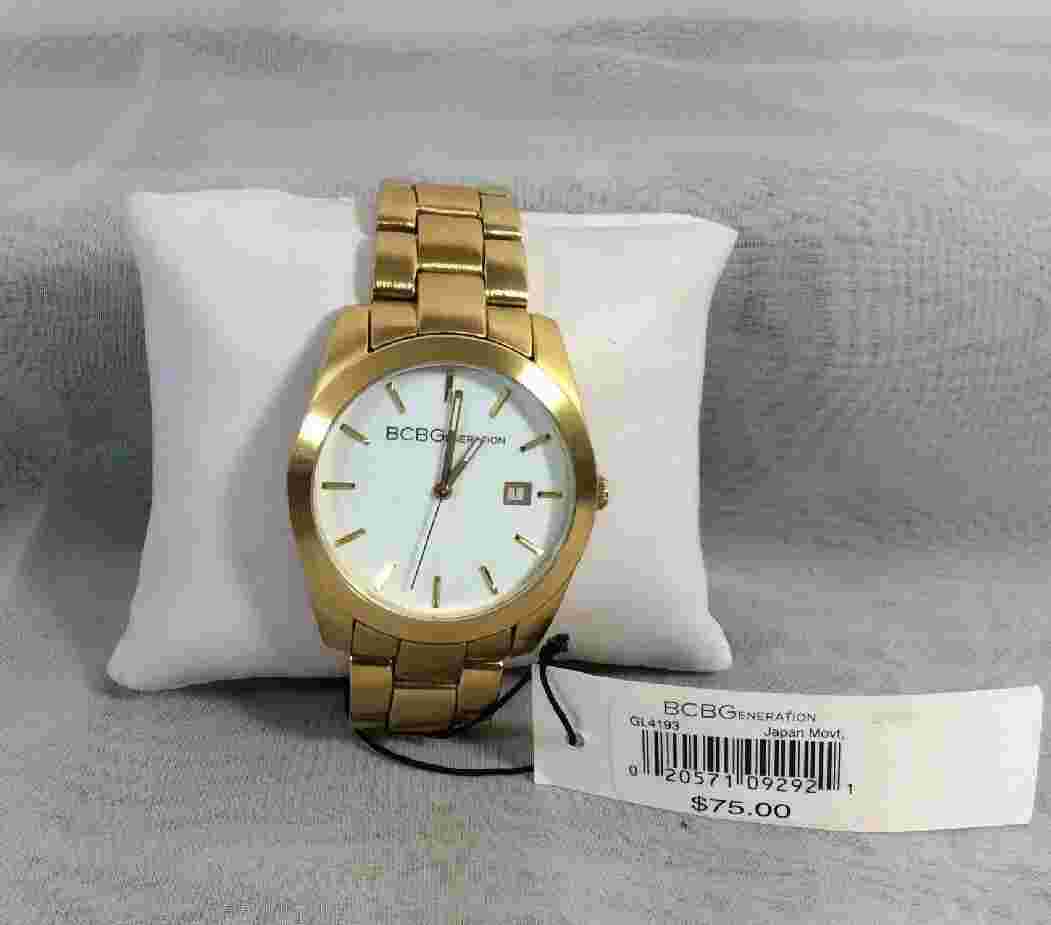 $75 BCBGeneration GL4193 Gold Tone Steel Watch with Date - Japan Movt. NWT READ