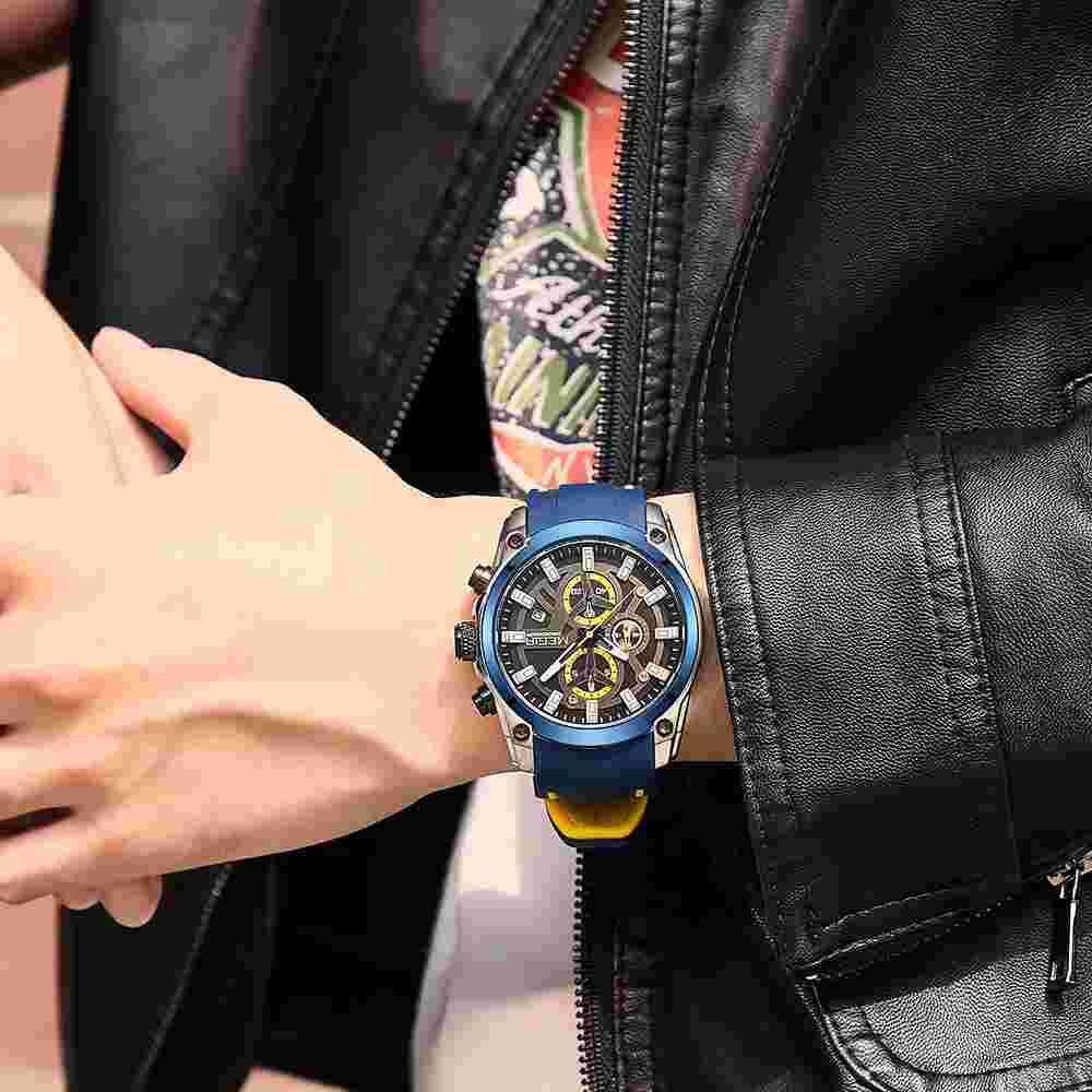 MEGIR Military Sport Watches Men Waterproof Watch Man Silicone Strap Chronograph