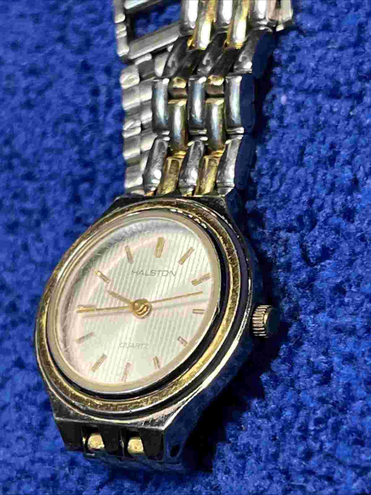 #813-Halston Ladies Wristwatch Dual Tone Silver/Gold Quartz Watch #241-400-101