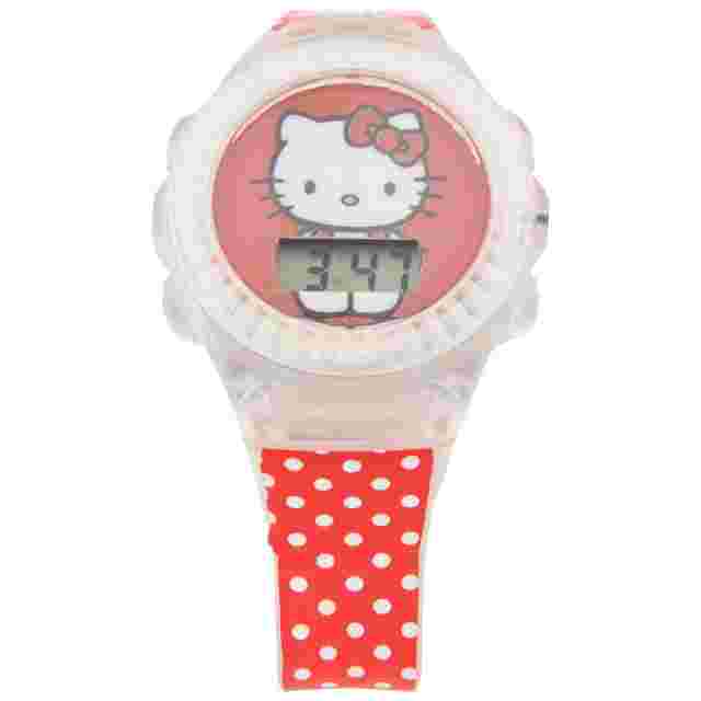 Hello Kitty Polka Dot LCD Kid's Watch with Silicone Band Red