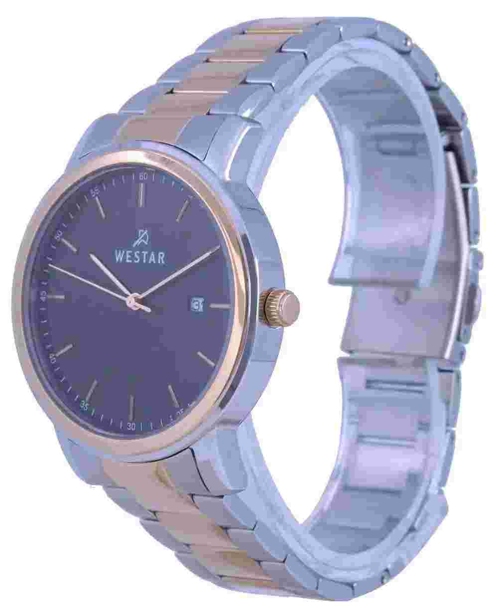 Westar 50243SPN603 Black Dial Two Tone Stainless Steel Quartz Analog 50M Watch