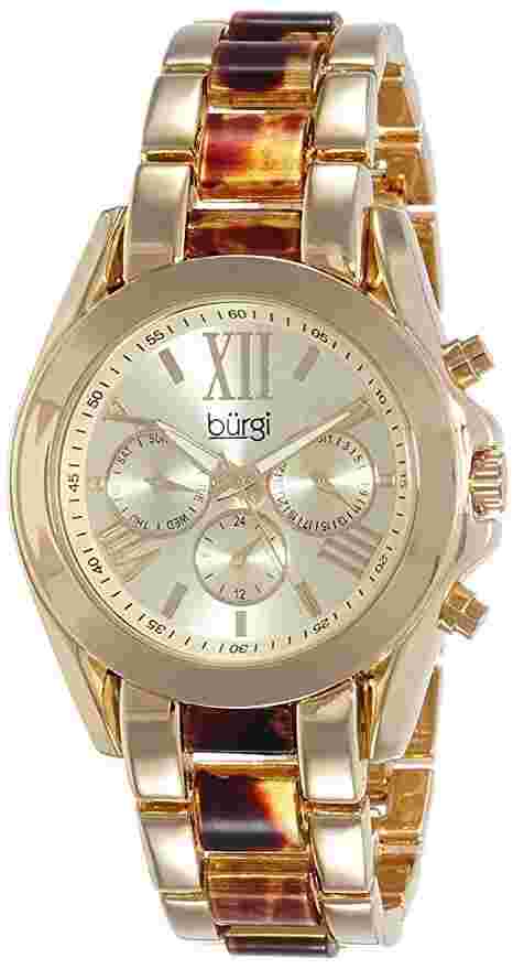 Burgi Women's BUR094YG Analog Display Swiss Quartz Gold Watch