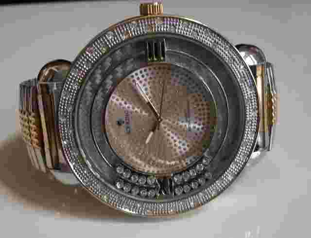 Men floating stone stretch band Gold & Silver finish fashion Watch