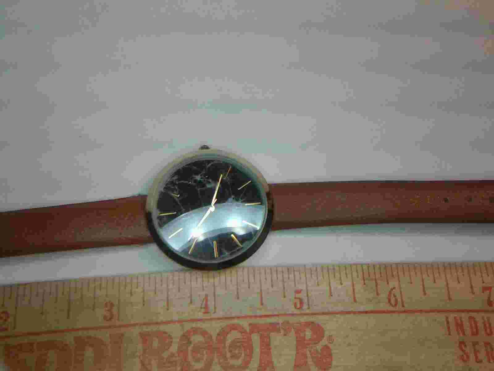 FMD Analog  Brown Faux Leather Quartz New Battery Runs