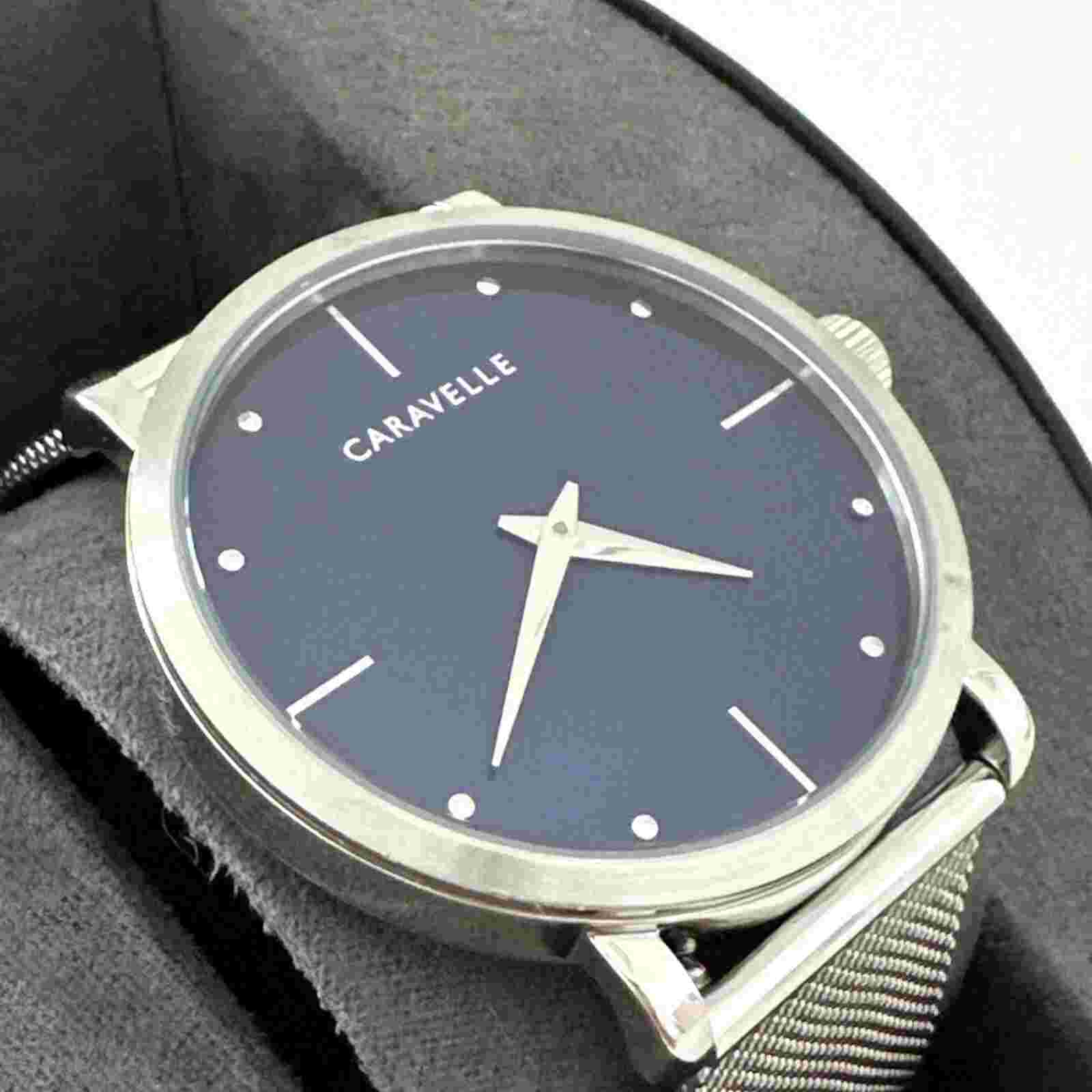 Caravelle Men's Blue Dial Quartz Mesh Bracelet 42mm Watch 43A149