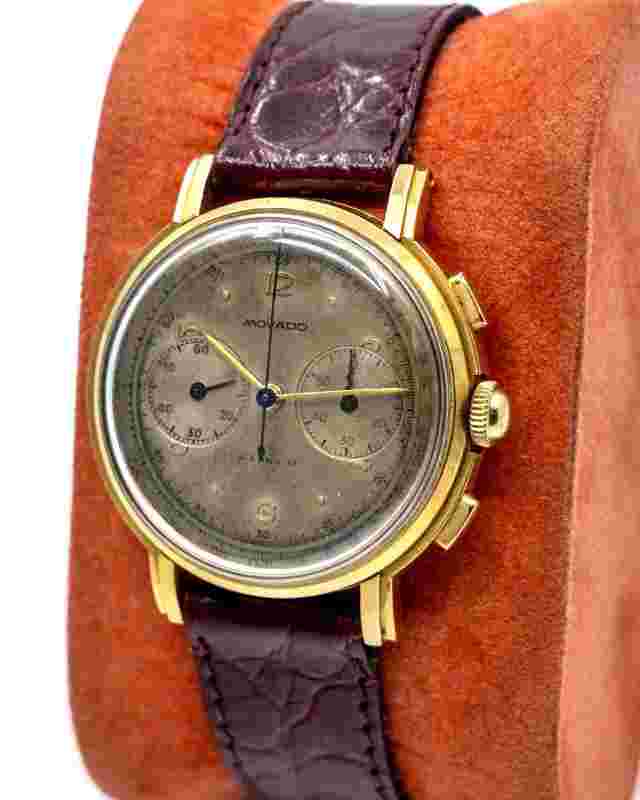 1940s Movado M90 Chronograph - 18k Yellow Gold- Original Box & Leather- 36mm