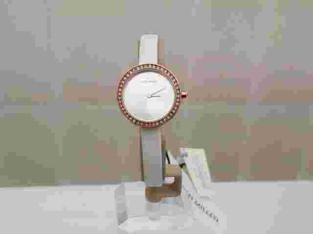 KAREN MILLEN Ladies Watch White Leather Swarovski crystal case RRP£189 NEW (KM12