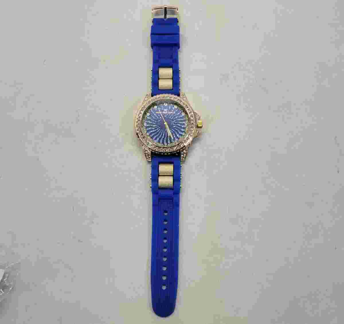 Montres Carlo Men's 53mm Big Face Quartz Watch - Blue Silicone Band, Model 51582