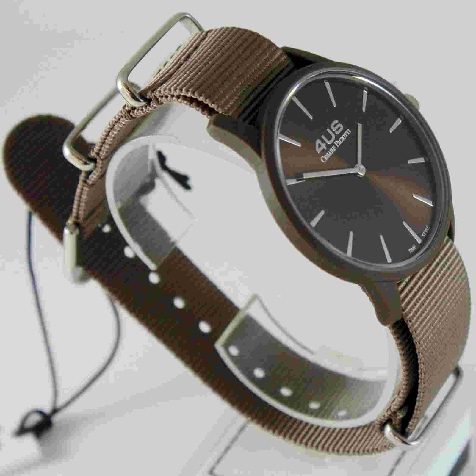 CESARE PACIOTTI 4US WATCH QUARTZ MIYOTA MOVEMENT 40 MM CASE, BROWN FABRIC BAND