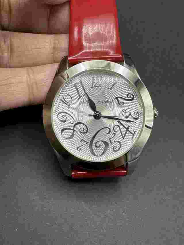 Betsey Johnson Watch Women 39mm Silver tone White Mother Of Pearl Dial Red