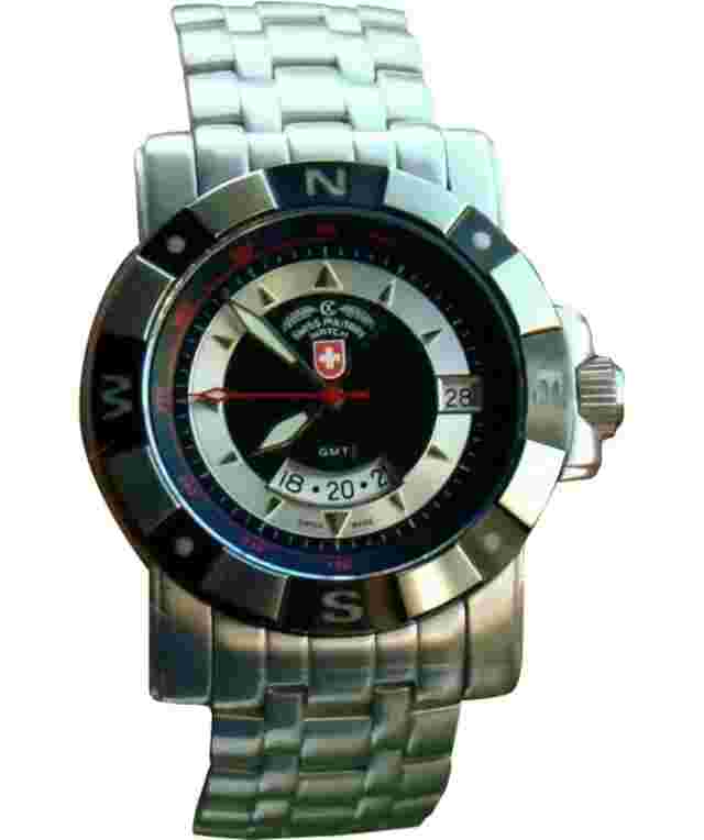 CX SWISS MILITARY GRENADIER GMT WATCH 40mm CASE 20ATM BLACK DIAL