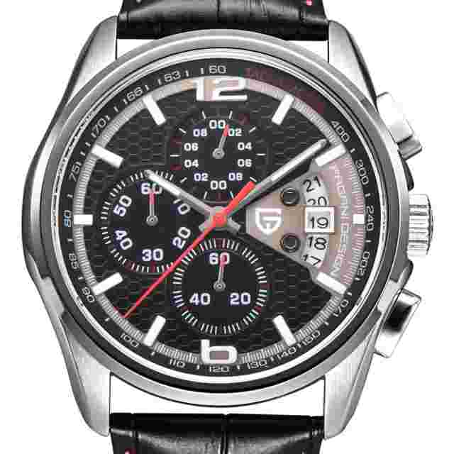PAGANI DESIGN Luxury Men's Chronograph Dial Leather Watches Stainless Steel 3306
