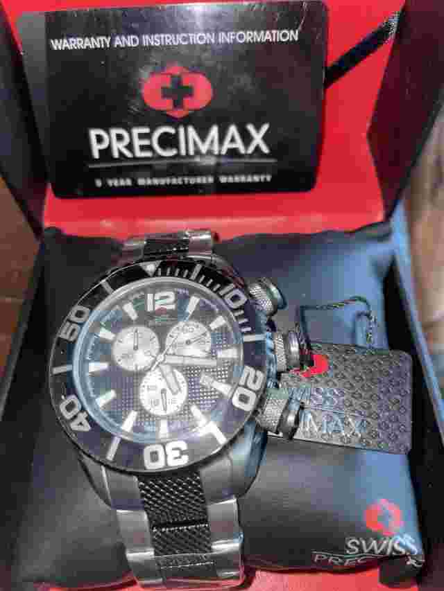 Swiss Precimax Black Dial Stainless Steel Model SP12163 New Watch Org.box Papers