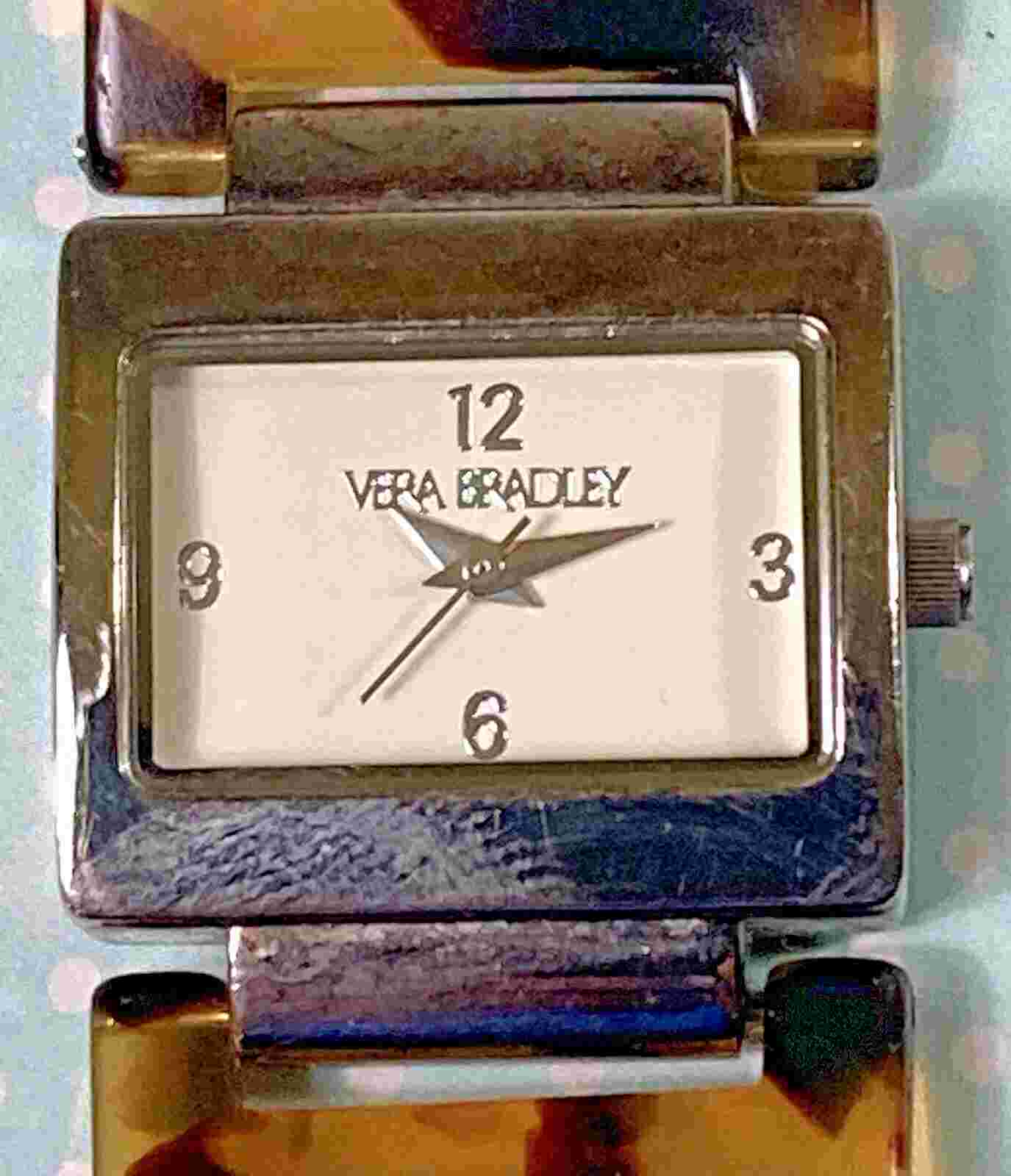 Vera Bradley Kensington Retired Pattern Quartz Watch Tortoise Link New Battery