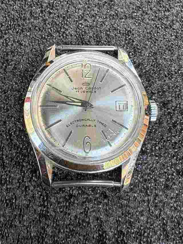 Vintage Jean Cardot Wind Watch 17 Jewels Diver Unbreakable Mainspring - RUNS -