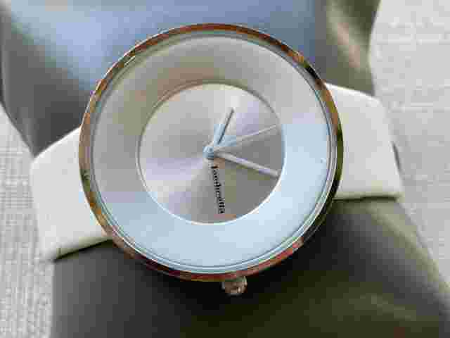 Vintage Lambretta Wristwatch White Leather Band White Face Silver Case Watch