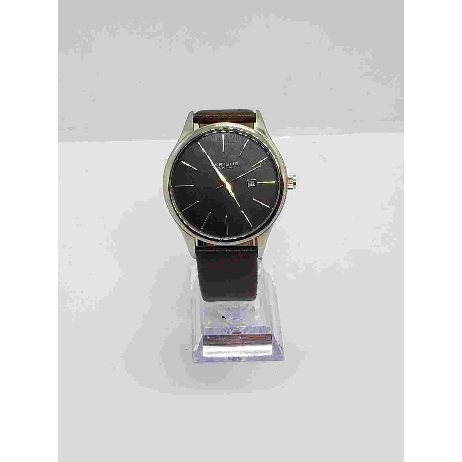 Akribos XXIV Men's dress watch. Brown face with calendar. AK648BR. Working Watch