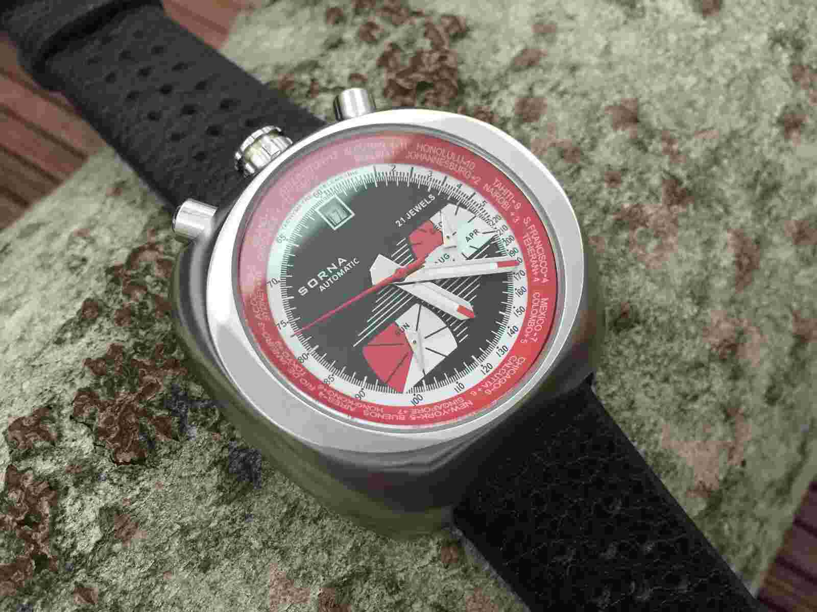 SORNA Bullhead automatic watch tachymeter scale black version new unworn