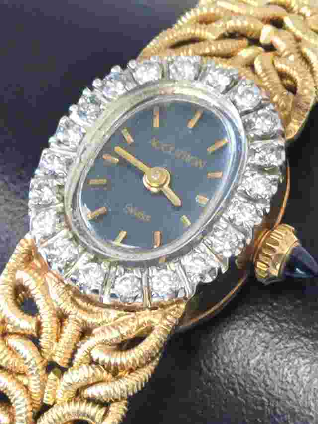 1986 Accutron Swiss 14K Gold 20 Diamond Ladies Watch Very Nice Works  ~ ELP