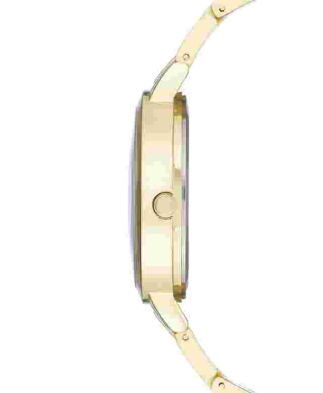 I.N.C. Women's Gold-Tone Bracelet Black w Pearl Accents Dial 36mm Quartz Watch