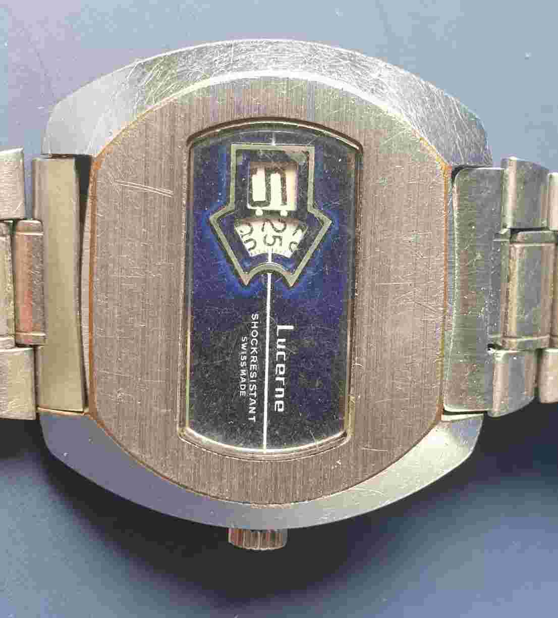 Vintage Rare Lucerne Digital Jump Hour Swiss Watch Mechanical Wristwatch -