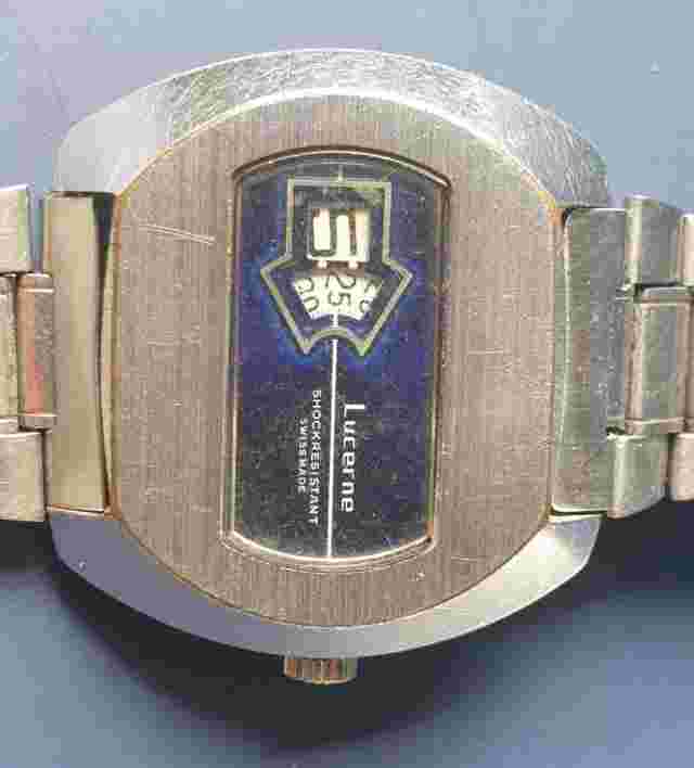 Vintage Rare Lucerne Digital Jump Hour Swiss Watch Mechanical Wristwatch -