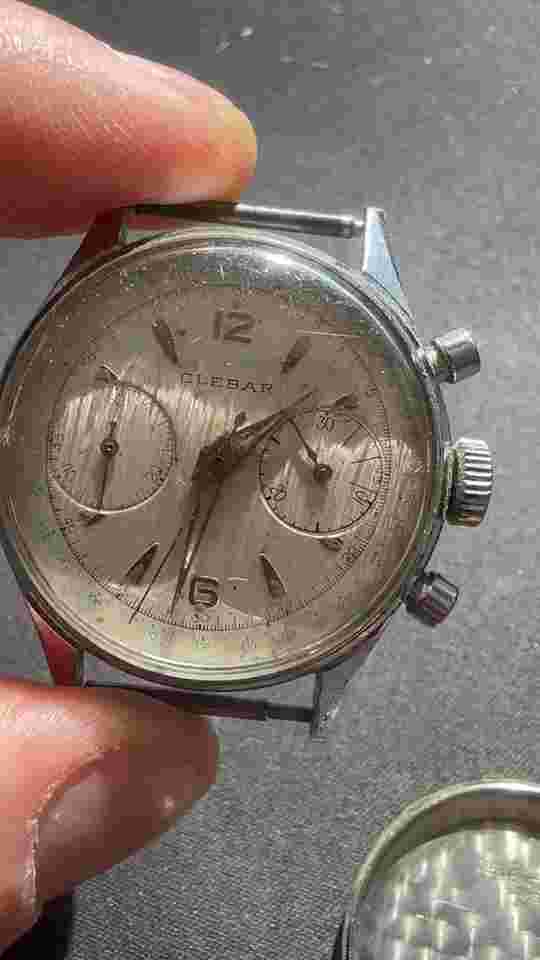 Vintage Clebar Landeron 48 Chronograph Manual Winding  Stainless Men's Watch