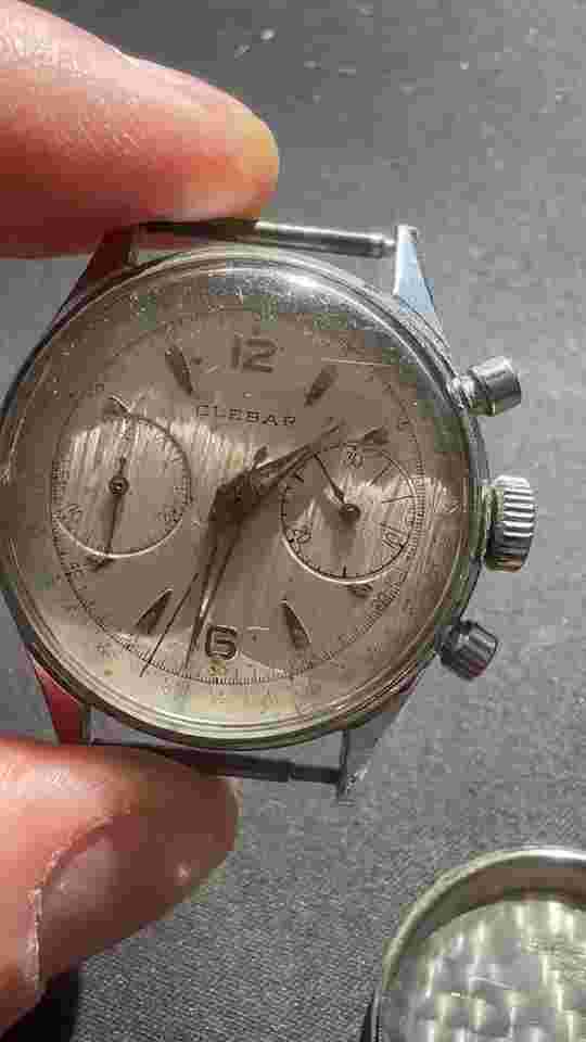 Vintage Clebar Landeron 48 Chronograph Manual Winding  Stainless Men's Watch