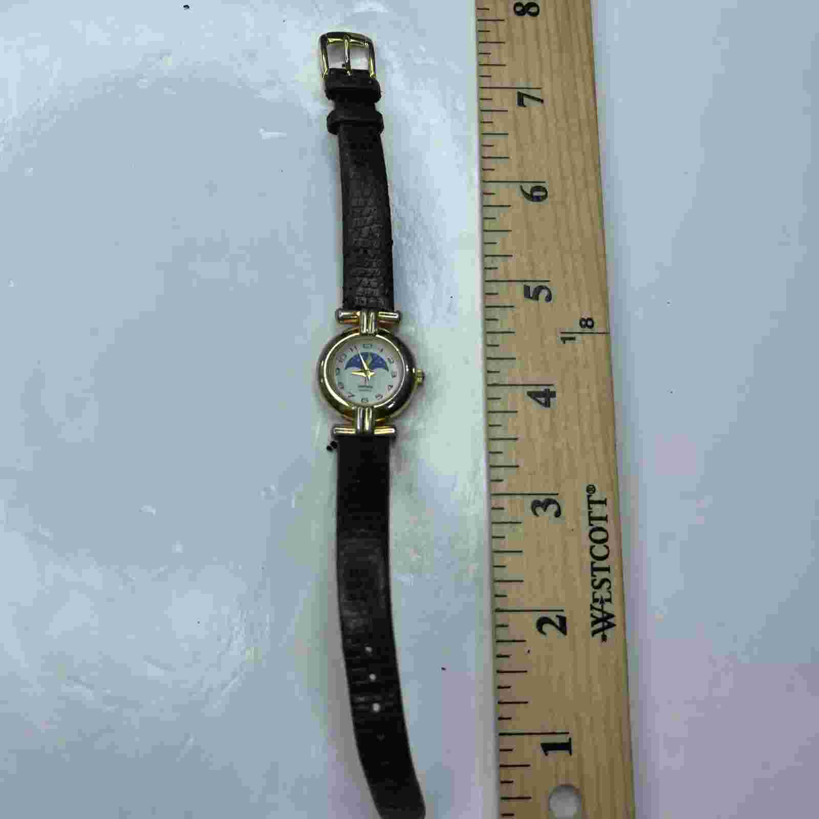 A Eternity 26034W Japan Gold Brown Lizard Leather Retro Stainless Untested