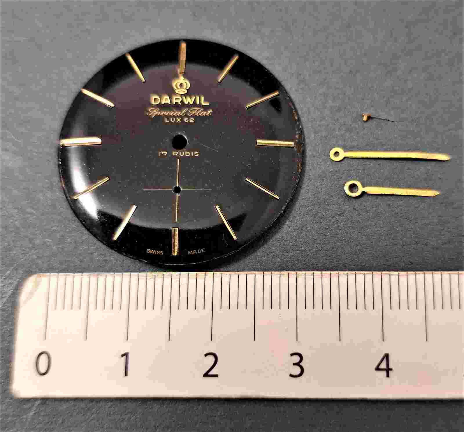 Black DIAL, DARWIL Special Flat LUX 62, 3 Hands Vintage