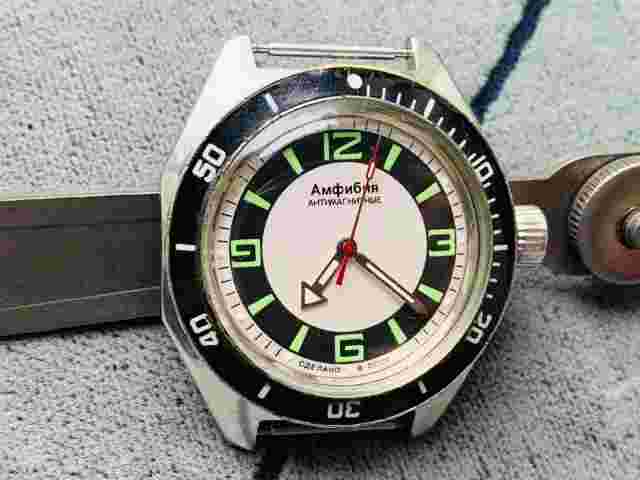 Collectible watch VOSTOK amphibian rare black bezel Chistopol/WOSTOK amfibia SU