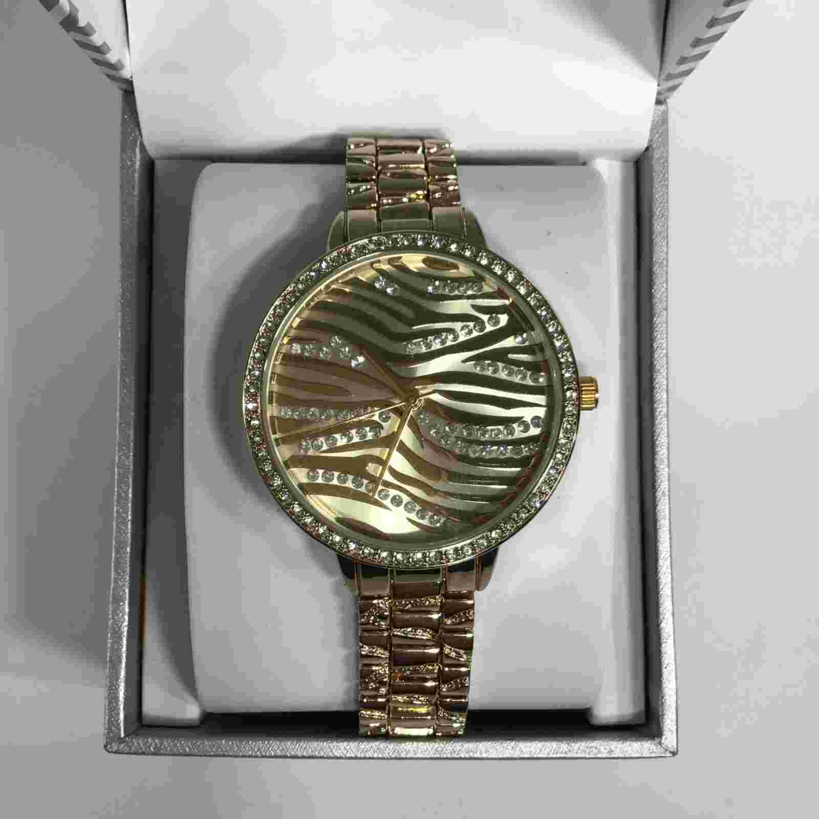 INC Fashion Watch Gold Tone Stainless Crystal Design
