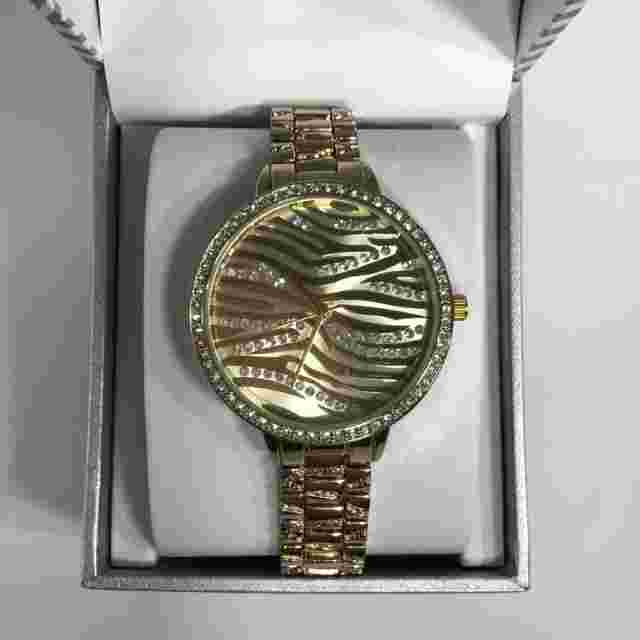 INC Fashion Watch Gold Tone Stainless Crystal Design