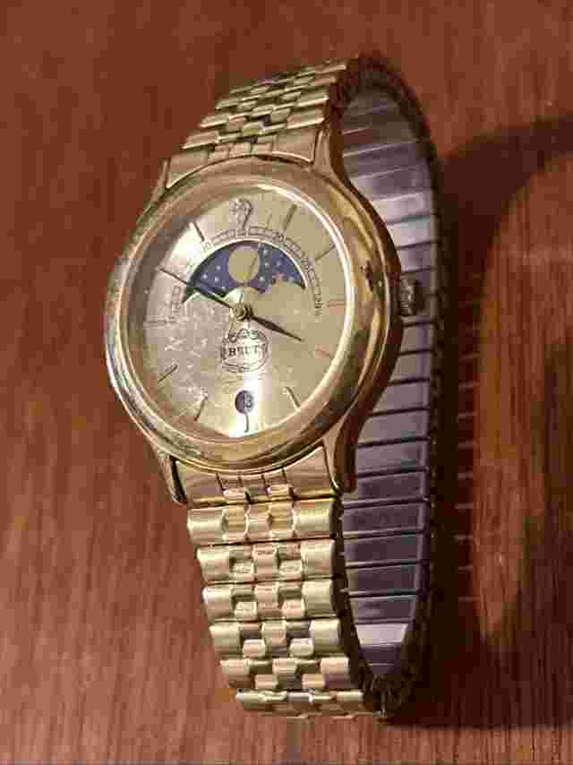 Mens Brut moon phase Watch Gold