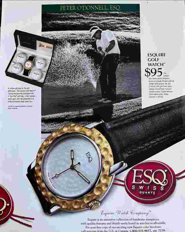 Vintage ESQ By MOVADO "Golf" Swiss Two-Tone Quartz Men's Watch W/ Orig. Strap !!