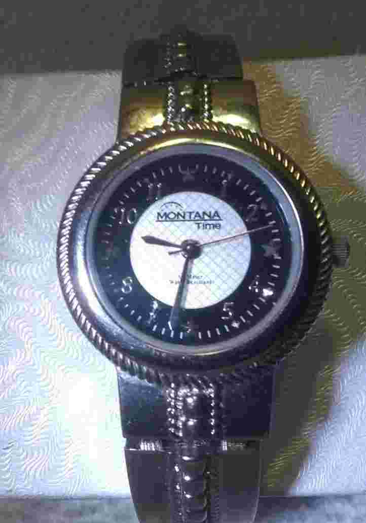 Montana Silversmiths Watch Silver Band Center Bullitt's Black White Dial New Bat