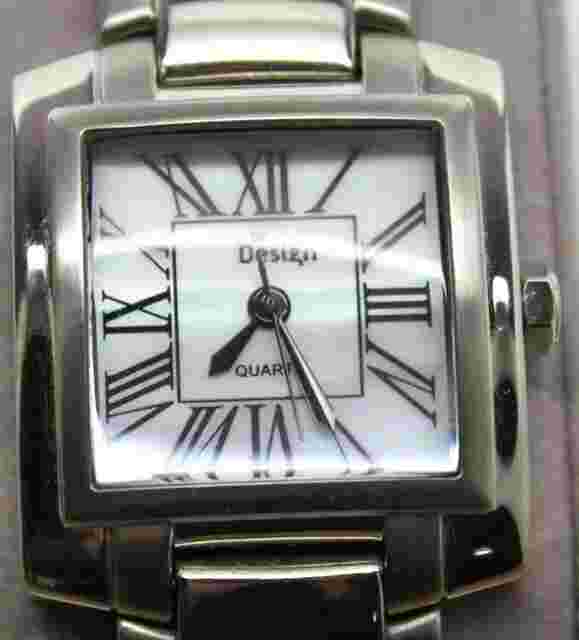 Steel By Design Stainless Steel Quartz Watch, Links, Square  Case-26mm