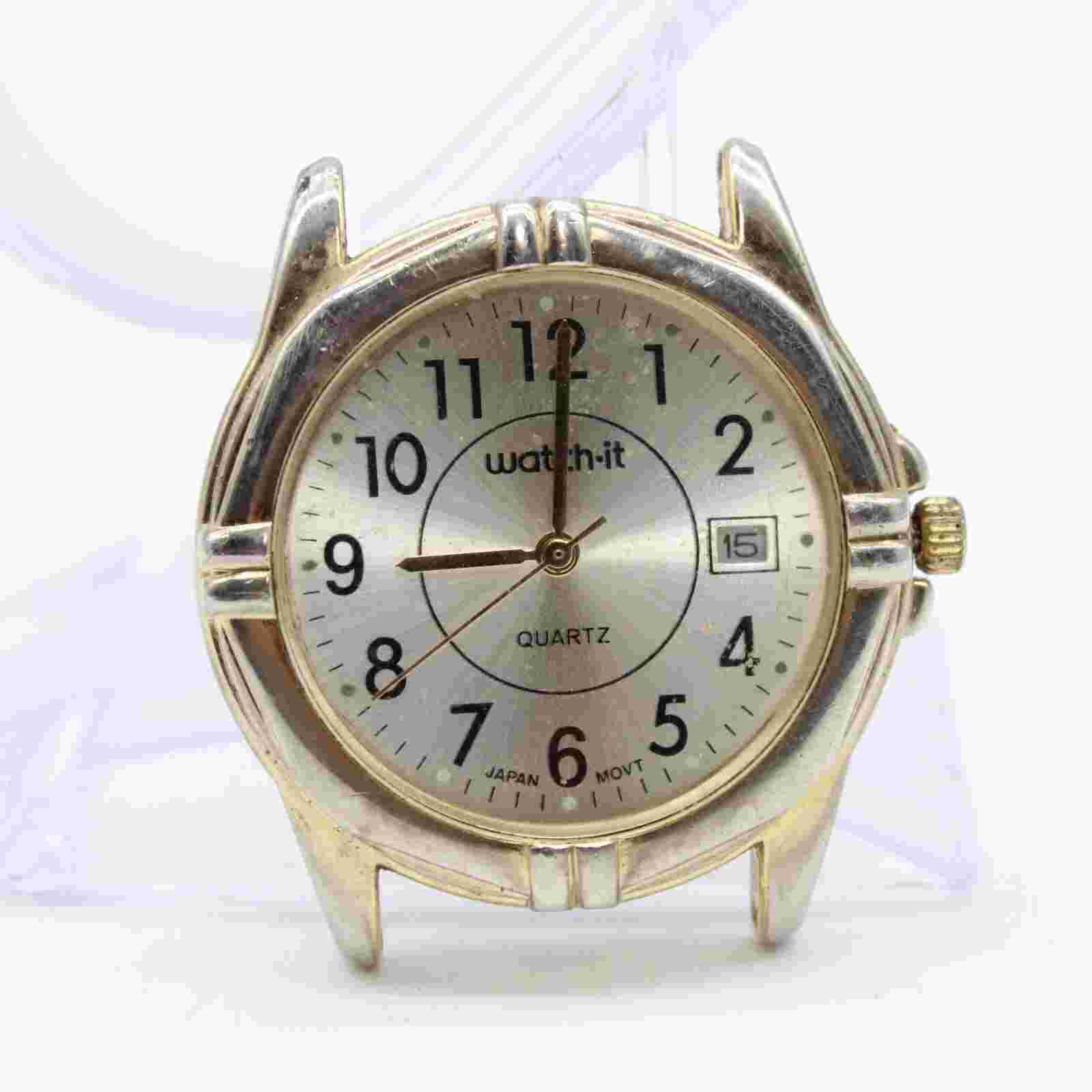 Vintage Watch It Watch Womens Gold Tone Steel Classic Big Numbers Quartz