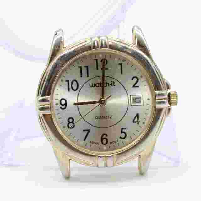 Vintage Watch It Watch Womens Gold Tone Steel Classic Big Numbers Quartz