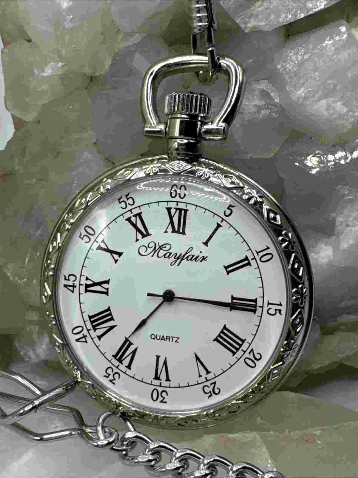 Mayfair Quartz Pocket Watch Works Needs Battery AT624-161