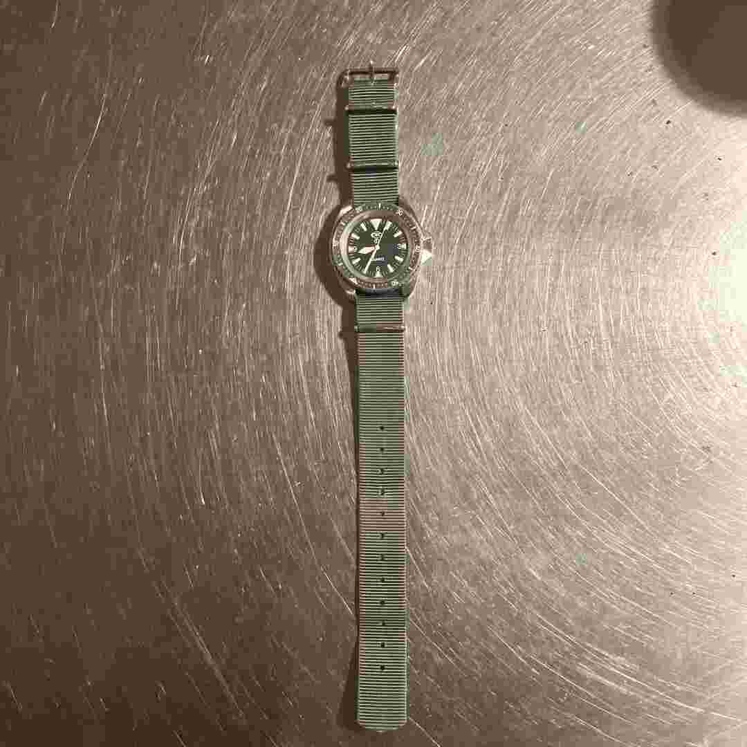 cwc diver's watch nato strap black nylon stainless steel men analog