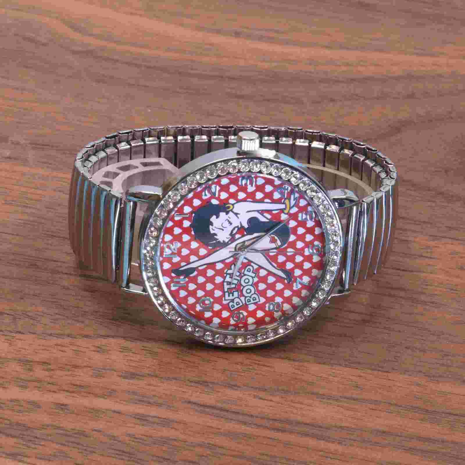 Betty Boop Women's Silver Finish Analog Wristwatch  stretch band