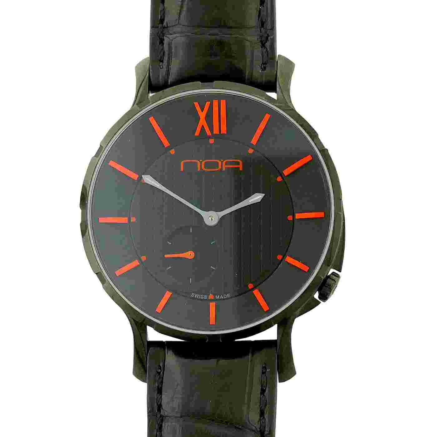 NOA 16.60 SLIM BLACK + RED DIAL BLACK STAINLESS STEEL WATCH FOR PARTS OR REPAIRS