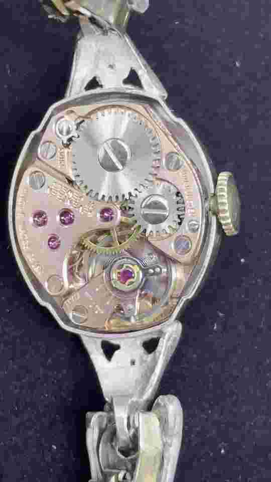 Vintage Hilton Ladies Watch with Bejeweled Flies 10K Gold Filled Case & Bracelet