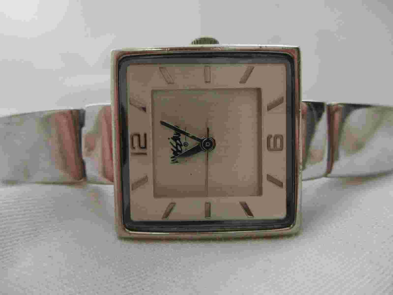Mossimo Silvertone Bracelet Watch, Square Dial, Metal Band