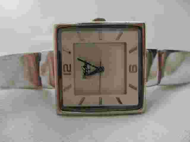 Mossimo Silvertone Bracelet Watch, Square Dial, Metal Band