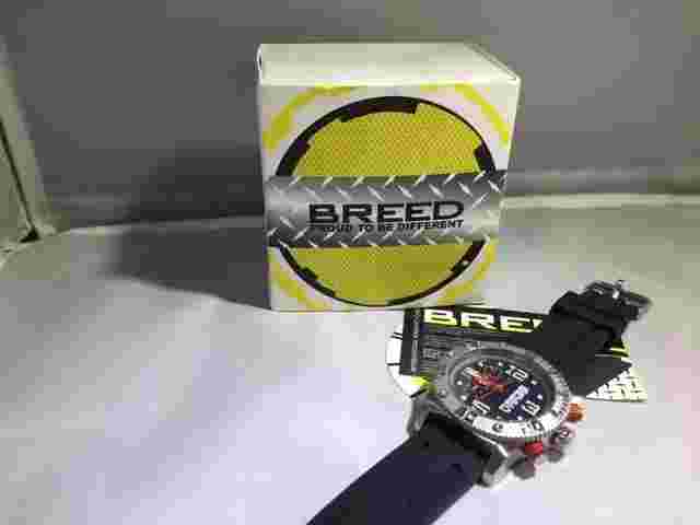 BREED Grand Prix Chronograph Black Dial Black Silicone Men's Watch 3901